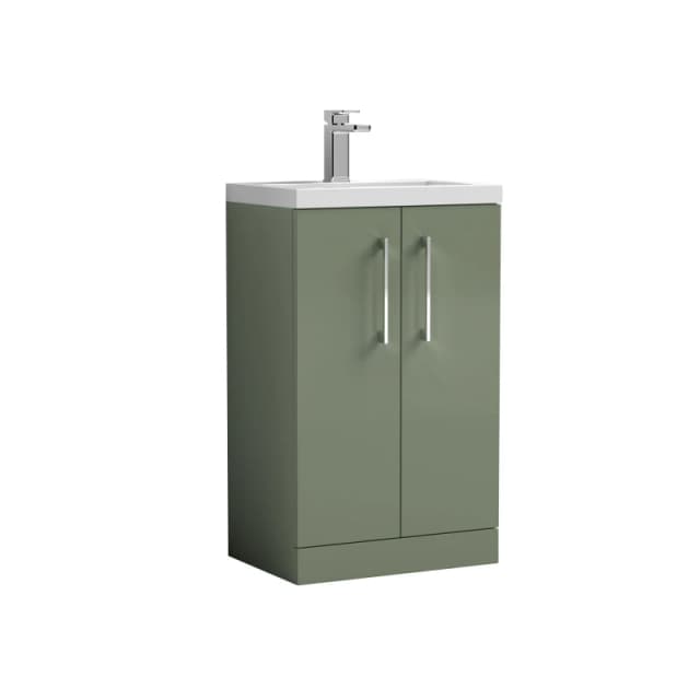 Balterley Compact Floor Standing 2 Door Vanity Unit Polymarble Basin 500mm Green Green