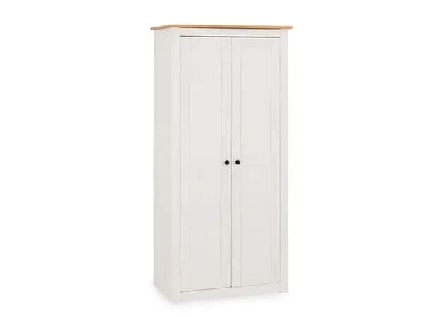 Seconique Panama White and Waxed Pine 2 Door Wardrobe
