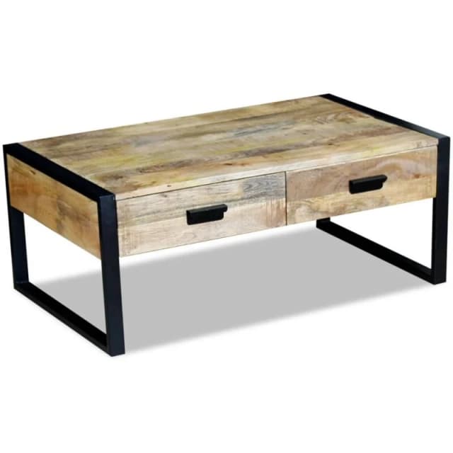 VIDAXL Coffee Table with 2 Drawers Solid Mango Wood 100x60x40cm Vidaxl 8718475993858