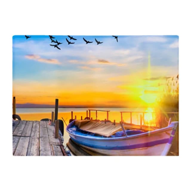 Warren Reed Designer Sunset Of Colours At The Lake Glass Chopping Board