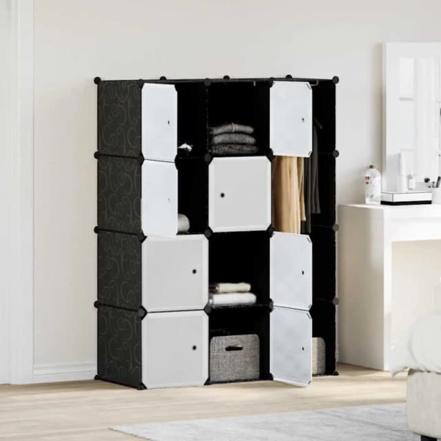 vidaXL Modular Cabinet with 9 Compartment 37x115x150cm Black and White Storage