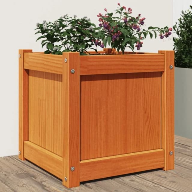 vidaXL Garden Planter Wax Brown 40x40x40cm Solid Wood Pine, Brown 837408