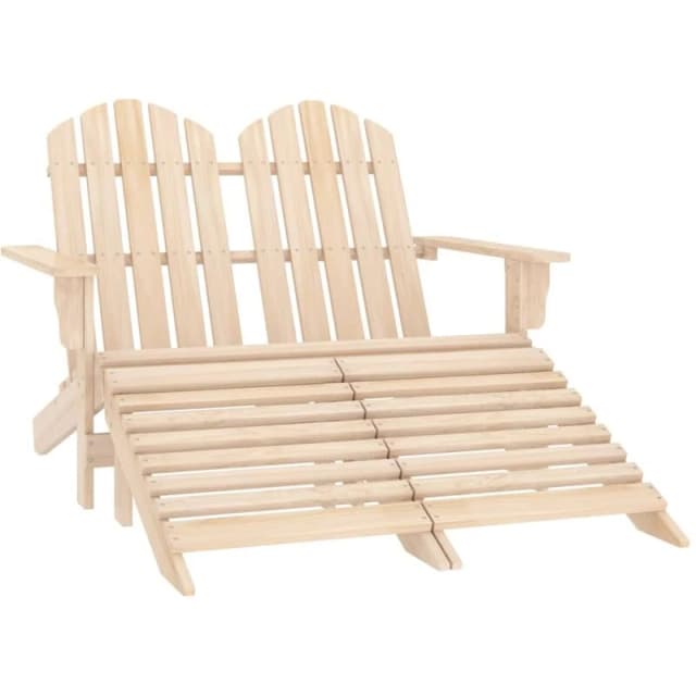 VIDAXL 2-Seater Garden Adirondack Chair & Ottoman Fir Wood Vidaxl 8720286240939