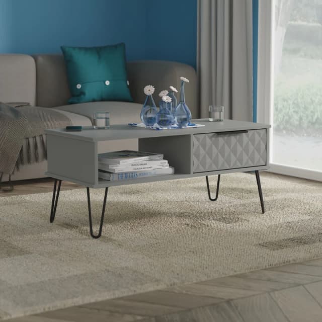 Harlequin 1 Drawer Coffee Table in Dusk Grey - Ready Assembled - Lewis's Home TJ Hughes 5056812209662