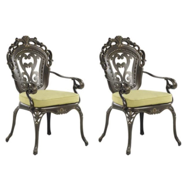 Beliani Set Of 2 Garden Chairs With Cushions Sapri Metal Dark Brown