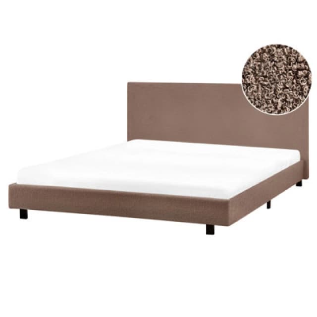 Beliani Bed Boucle Albi 160 X 200 Cm (Eu King Size) Brown