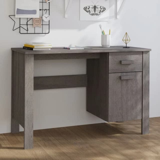 VIDAXL Desk hamar Light Grey 113x50x75cm Solid Wood Pine Vidaxl 8720286818091