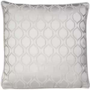 Solitaire Embroidered Geometric Piped Edge Cushion Cover, Sterling, 50 x 50 Cm - Prestigious Textiles
