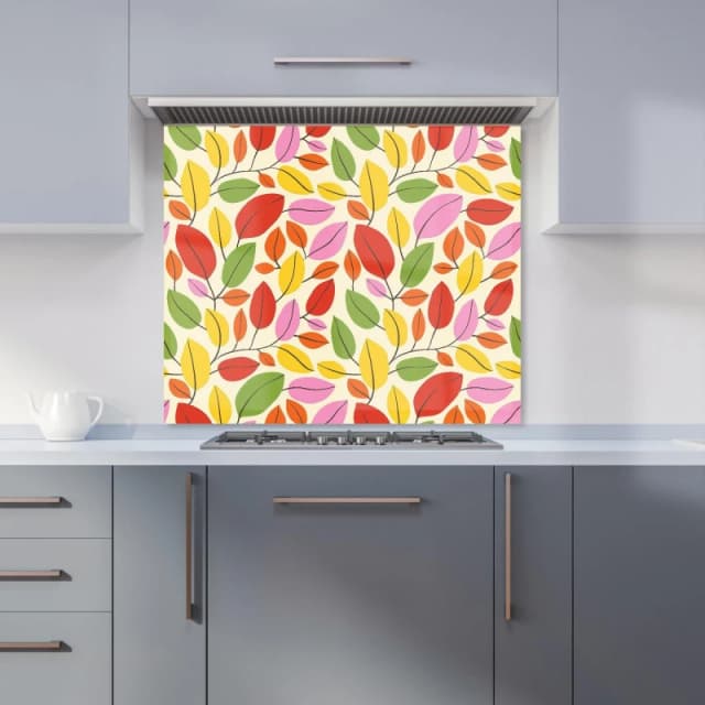 Warren Reed - Designer Autumn Leaves Kitchen Splashback in Red Size: 600mm x 750mm Red Unisex 600mm x 750mm
