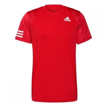 adidas Club Tennis 3-Stripes T-Shirt Mens - Vivid Red / White