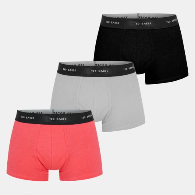 Ted Baker TB 3 Pack Logo Boxer Briefs Mens Black/Grey male Small