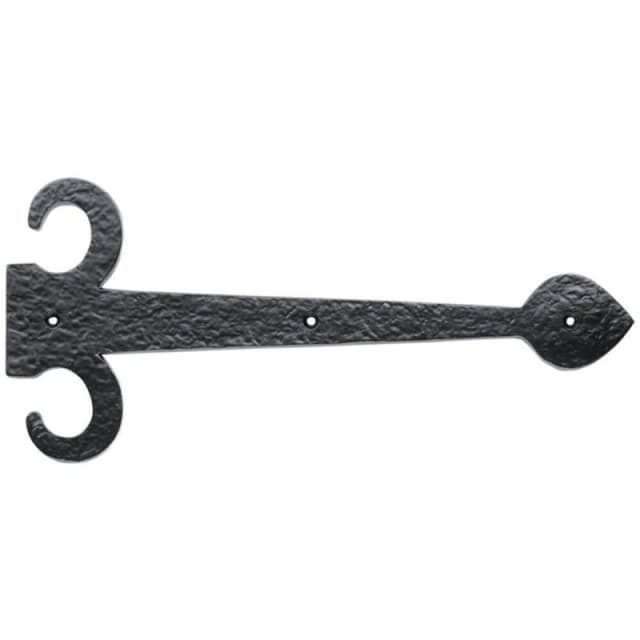 Loops PAIR 457mm Ornate Sword Hinge Front Black Antique Decorative Door Plate Black