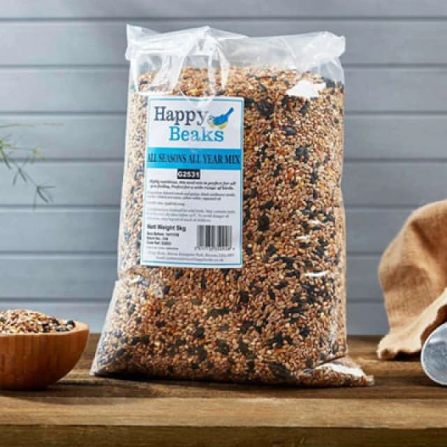 Garden Gear Happy Beaks All Seasons Wild Bird Food Seed Mix High Energy Premium Feed For Wild Birds (5Kg)
