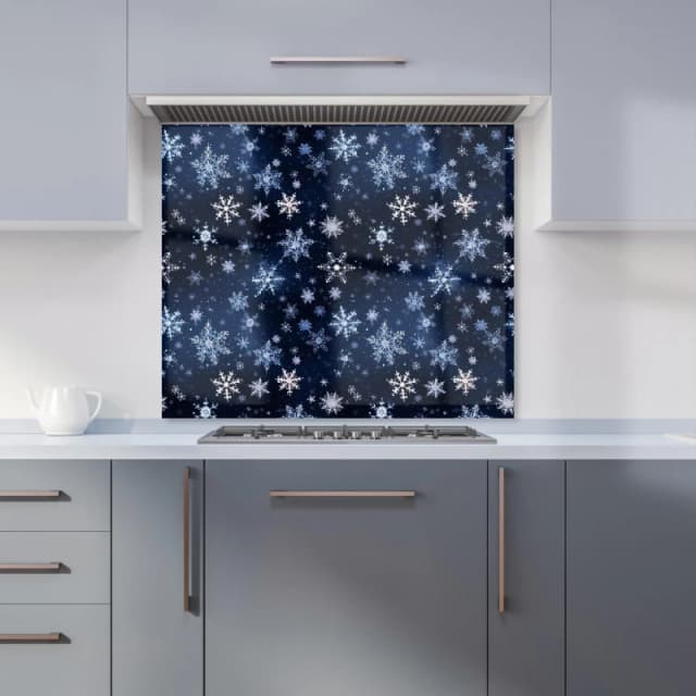 Warren Reed - Designer Dreamy & Magical Snowflake Kitchen Splashback in Blue Size: 600mm x 750mm Blue Unisex 600mm x 750mm