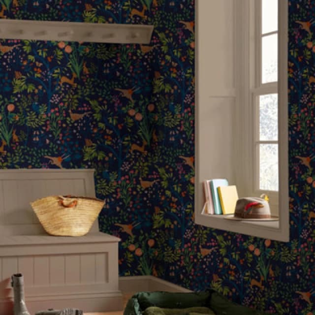 Joules Enchanted Woodland Navy Floral Wallpaper