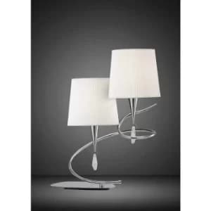 Table Lamp Mara 2 Bulbs E14, polished chrome with Ivory white lampshades