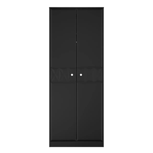 Genoa Ready Assembled Contemporary Matt Black Tall Double Wardrobe (H)1960mm (W)740mm (D)520mm