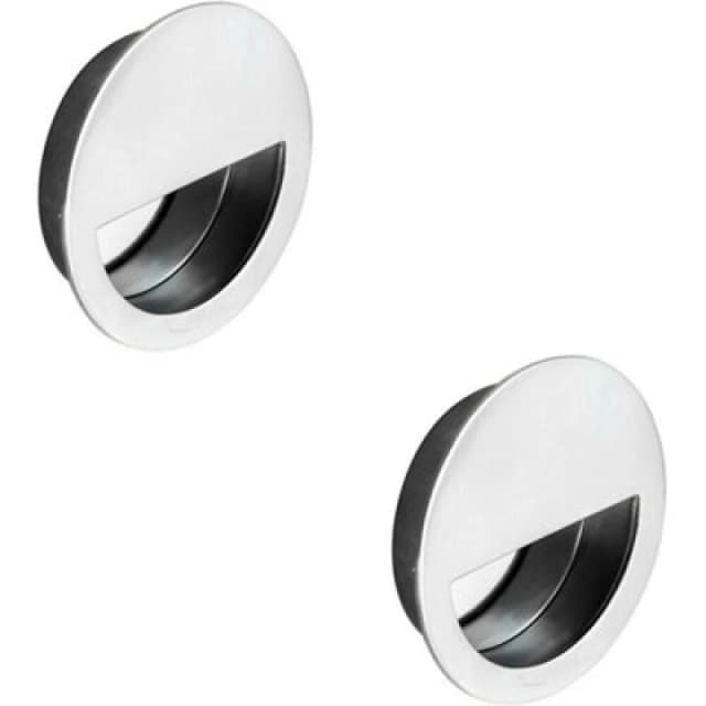 Loops 2x Circular Low Profile Recessed Flush Pull 90mm Diameter Bright Stainless Steel Metallics unisex