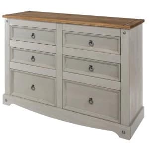 Halea 6-Drawer Pine Chest - Grey