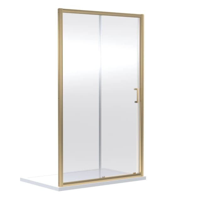 Balterley 6mm Glass Sliding Shower Door 1900 x 1000mm Brushed Brass Bronze