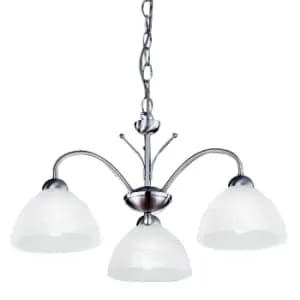 Milanese 3 Light Multi Arm Ceiling Pendant Satin Silver, Glass, E14