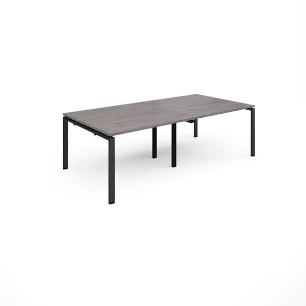 Adapt Rectangular Office Boardroom Table - Grey Oak - Black Frame - W2400mm