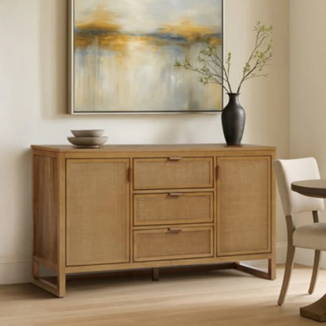 Teamson Home Hatteras Wooden Sideboard 3 Drawers 2 Doors, Natural