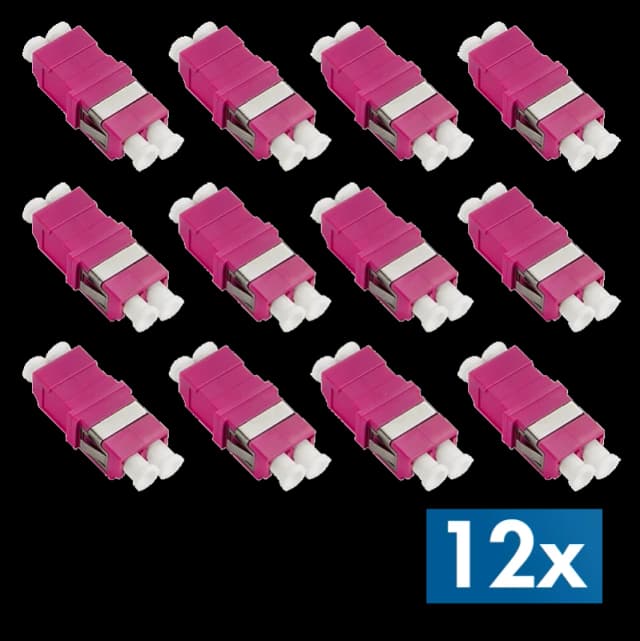 LogiLink Fiber Adapter LC Duplex. 12 pieces. without flange. violet