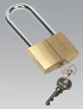 Sealey S0991 Brass Body Padlock with Brass Cylinder Long Shackle 60mm