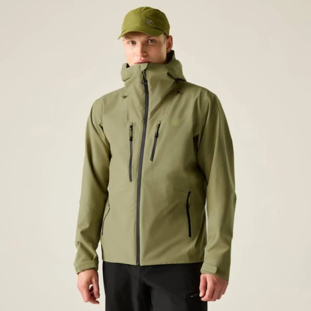 Dare 2b Mens Arising IV Hooded Walking Waterproof Jacket in Khaki Size: 3XL Khaki Male 3XL