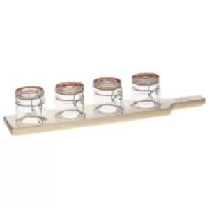 Bamboo & Glass Clip Jar Set Natural