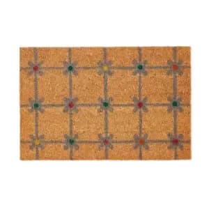 Esselle Pride Of Place Astley Printed Coir Doormat, Retro Flowers Design, 40 X 60cm