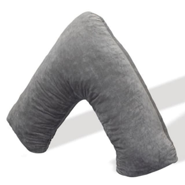 Aamira V Shaped Pillow Shredded Orthopaedic Memory Foam, Dark Grey, Head, Neck & Back Pregnancy Maternity Support, Washable Cover