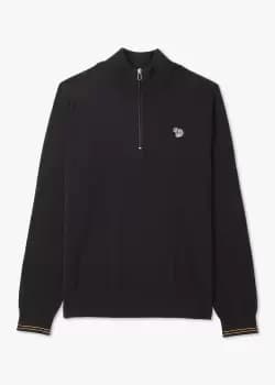 Paul Smith Mens Zip Neck Zebra Sweater In Black