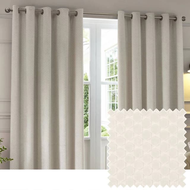 Paoletti Neptune Fully Lined Velvet Eyelet Curtain Pair in Ivory Size: 229cm width x 137cm drop Ivory Unisex 229cm width x 137cm drop