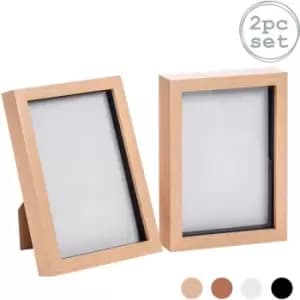 Nicola Spring - 3D Box Photo Frames - A5 (6 x 8') - Light Wood - Pack of 2