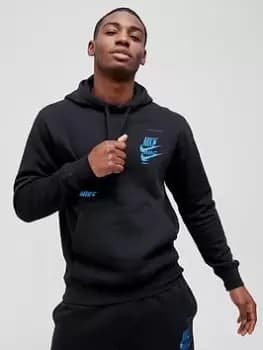 Nike NSW Stacked Logo Pullover Hoodie - Black Size M Men