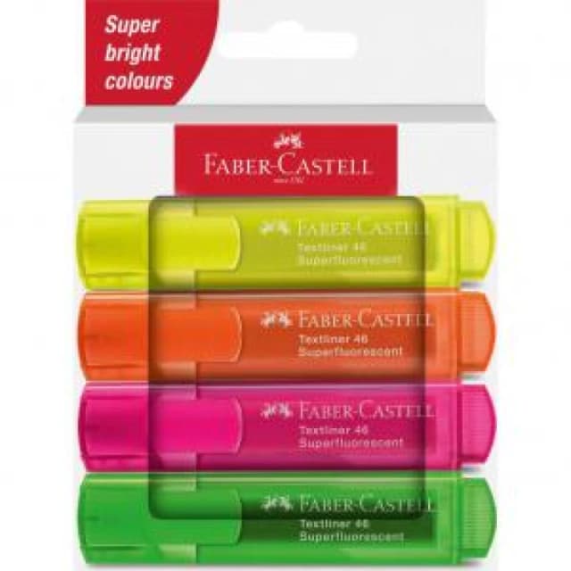 Faber-Castell Highlighter Textliner 46 Assorted Colours Pack 4 - EXR49174SQ