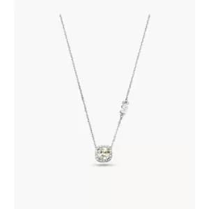 Michael Kors Womens Sterling Pav Cushion-Cut Pendant Necklace - Silver