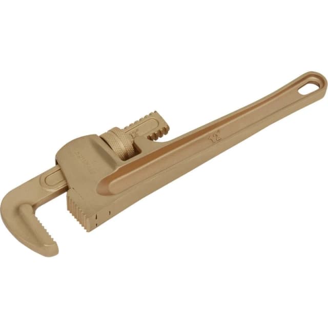 Loops 300mm Non-Sparking Adjustable Pipe Wrench - 60mm Jaw Capacity - Beryllium Copper Copper