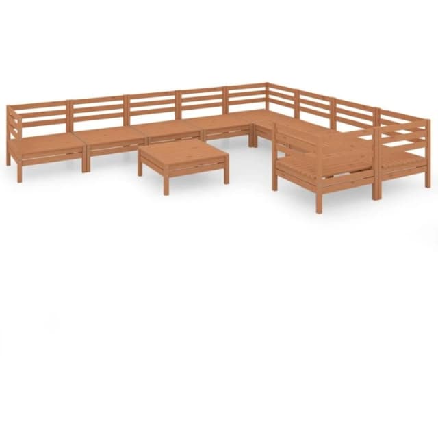 VIDAXL 10 Piece Garden Lounge Set Honey Brown Solid Wood Pine Vidaxl 8720286690178
