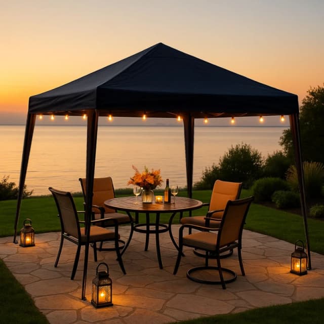 Home Source Easy Up Garden Outdoor 3M Gazebo Black
