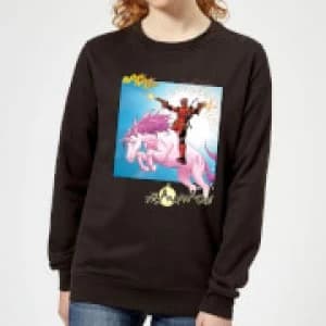 Marvel Deadpool Unicorn Battle Womens Sweatshirt - Black