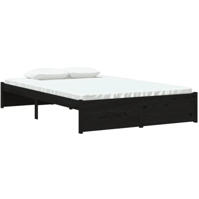 VIDAXL Bed Frame without Mattress Black Solid Wood 120x190cm Small Double Vidaxl 8720286998687