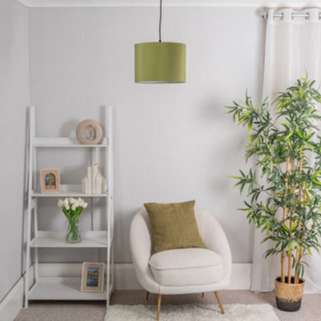 ValueLights Torbery Set of 3 Nesting Easy Fit Light Shades with 10W LED Warm White Bulbs Olive