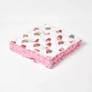 Cotton Cup Cakes Floor Cushion, 50 x 50cm - Pink - Homescapes