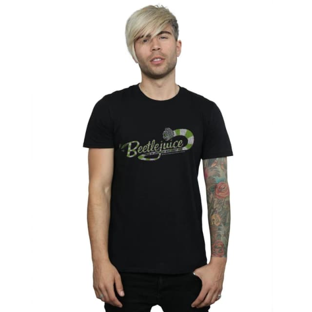 Beetlejuice Beetlejuice Men Sandworm Alt Logo T-Shirt in Black Size: 3X-Large Black XXXL Male 5059308817525