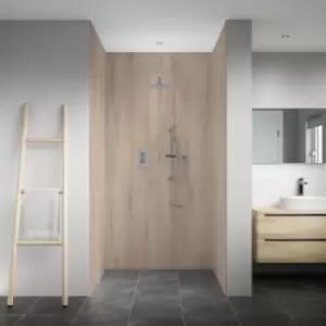 Splashwall Elite Matt Light Oak Brown 3 Sided Shower Wall Panel Kit (L)2420mm (W)1200mm (T)11mm