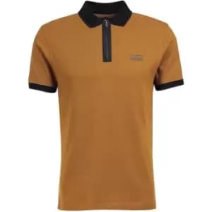 Barbour International Trans Zip Polo Shirt - Brown