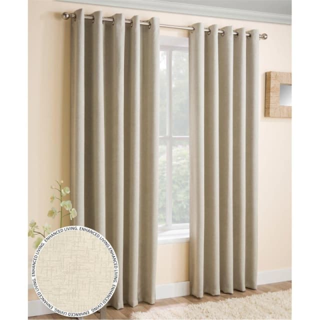 Enhanced Living Vogue Cream 90 X 108" (229X274Cm) Eyelet Thermal Noise Reducing Dim Out Curtains (Pair)